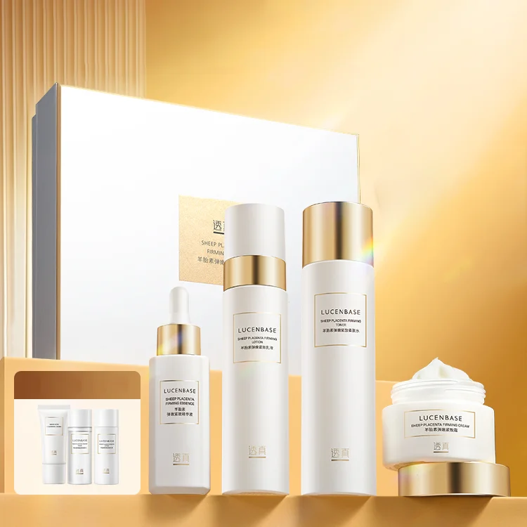 Private Label OEM Korean Beauty Skincare Products Kit Sheep Placenta Anti-wrinkle Firming Serum Face Skin Care Set