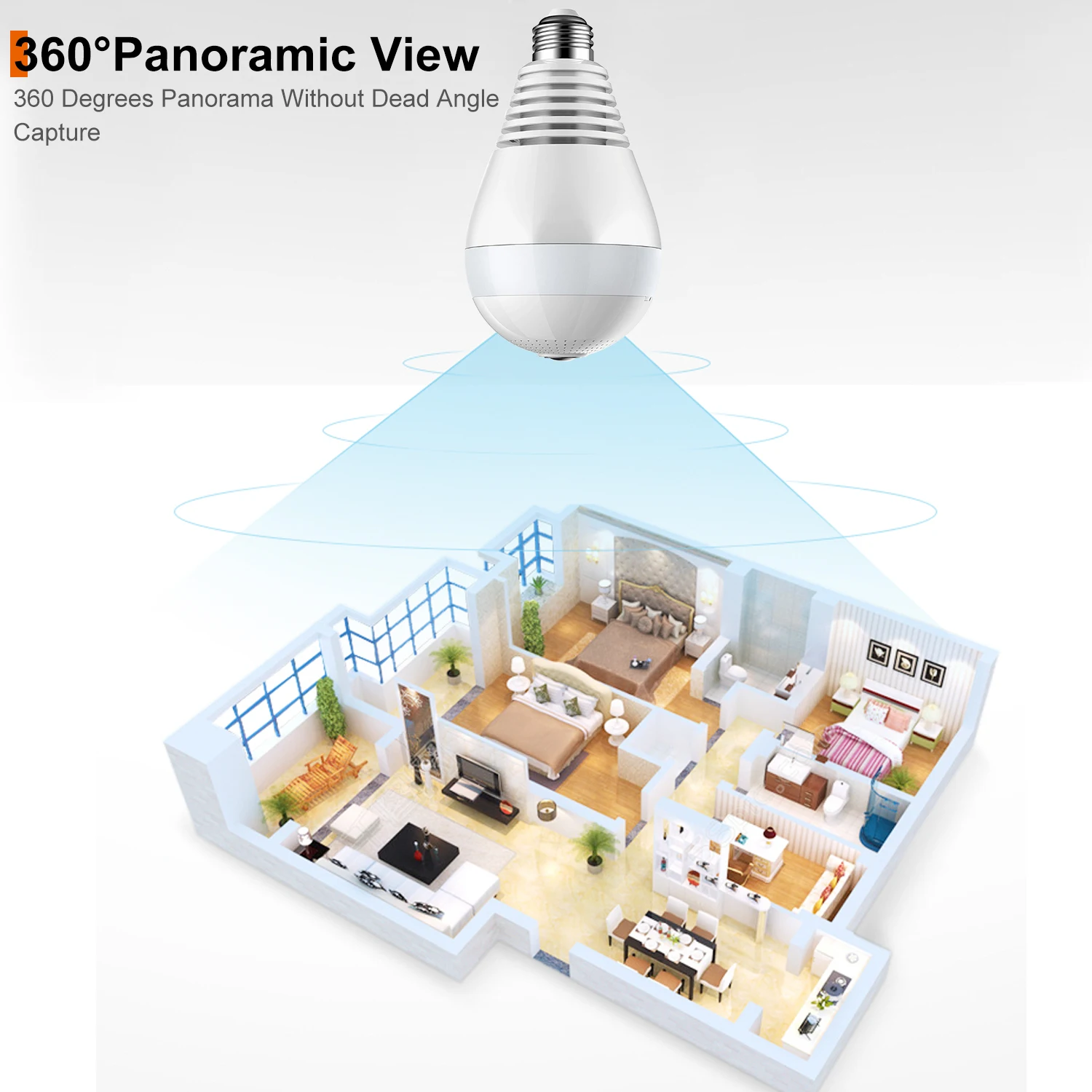 OEM Wide Angle Bulb Fisheye lens 360 Degree Full HD 3MP Panoramic Camera Wireless Wifi Indoor V380 Pro IP CCTV Cameras