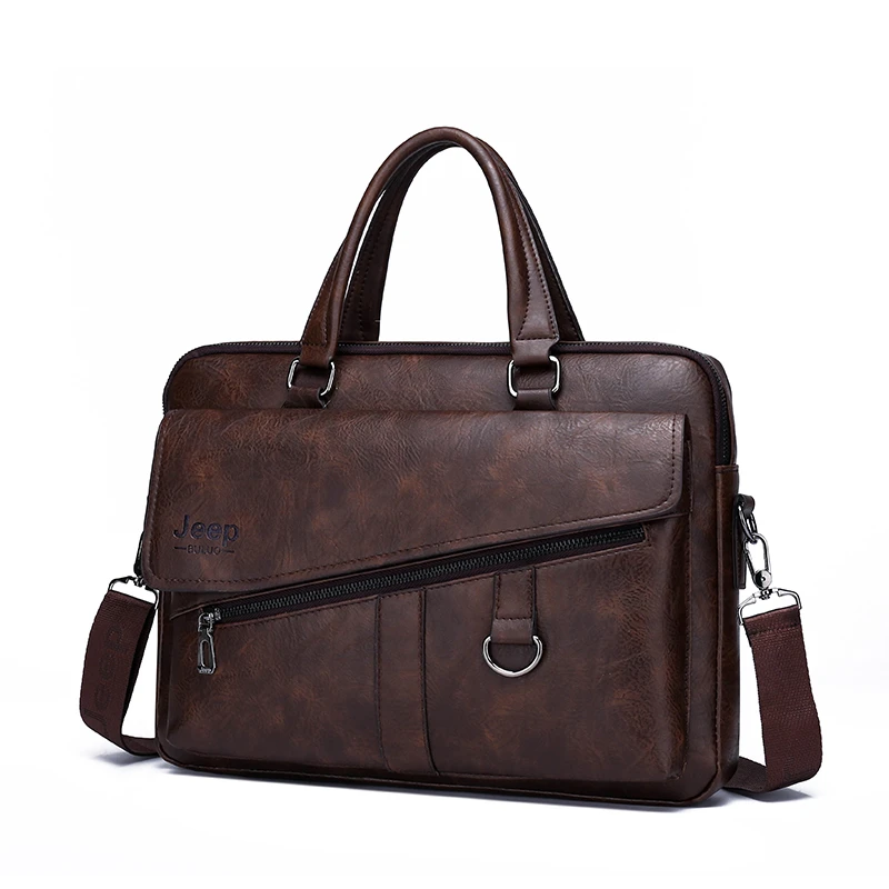 New Design Men Business Office Waterproof Custom Leather Laptop Bag Briefcase