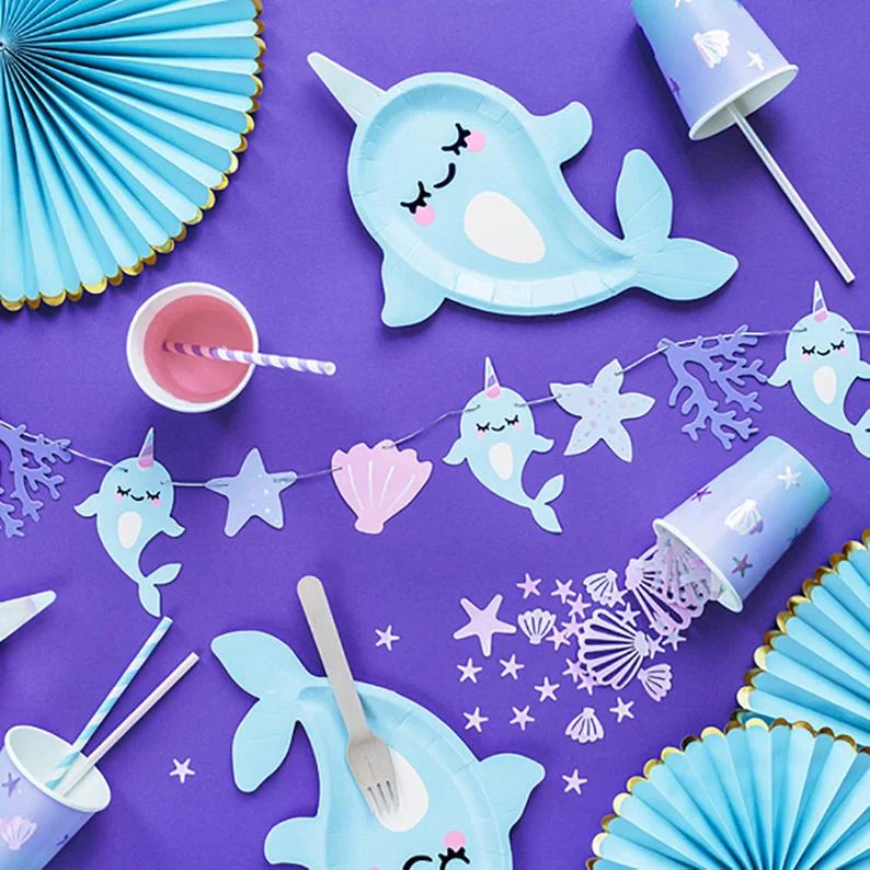 Narwhal Paper Party Plates disposable paper plate children party decoration