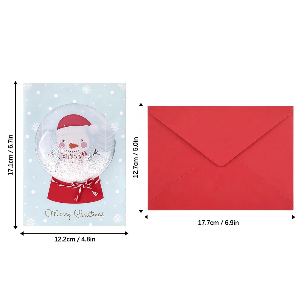 Unique Funny Blank Handmade 3D Shake Craft Custom Printing Foldover Merry Christmas Greeting Cards with Envolpe Wholesale