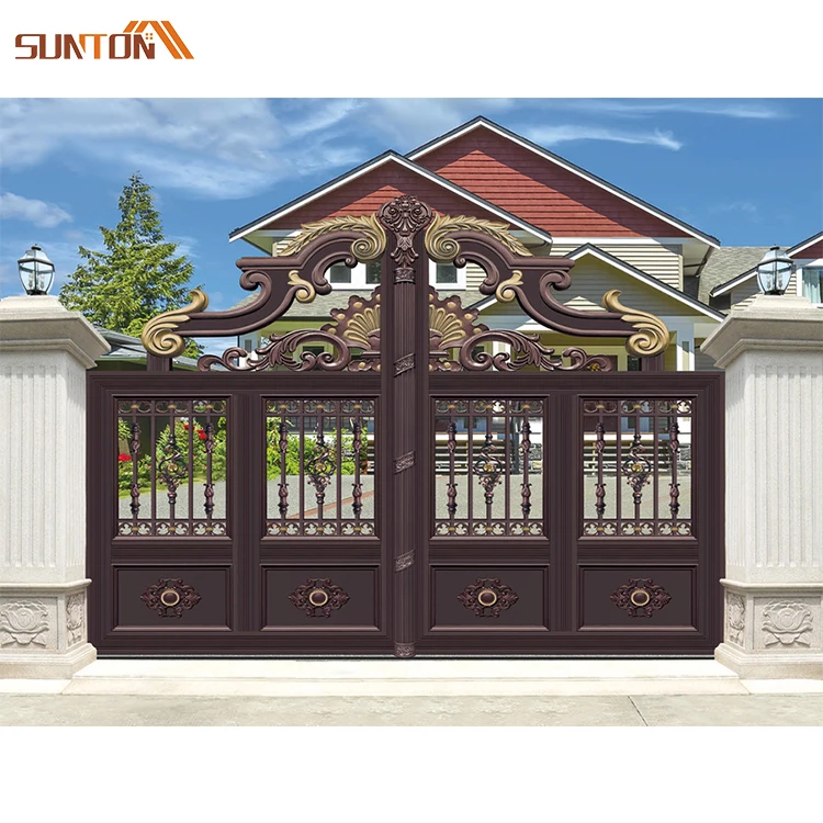 Luxury designs residential villa outdoor garden courtyard electric automatic aluminum art driveway main entrance sliding gates