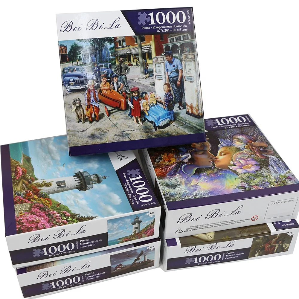 Ready to ship ASTM/EN71 certificate high quality cardboard 2mm thickness adult jigsaw puzzle 1000 pieces
