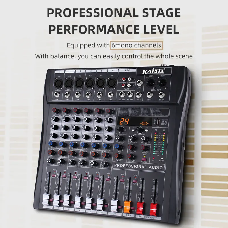 KAIKA RX6- 6 k Audio Mixer 6 channel  digitale  dj controller/audio console mixer