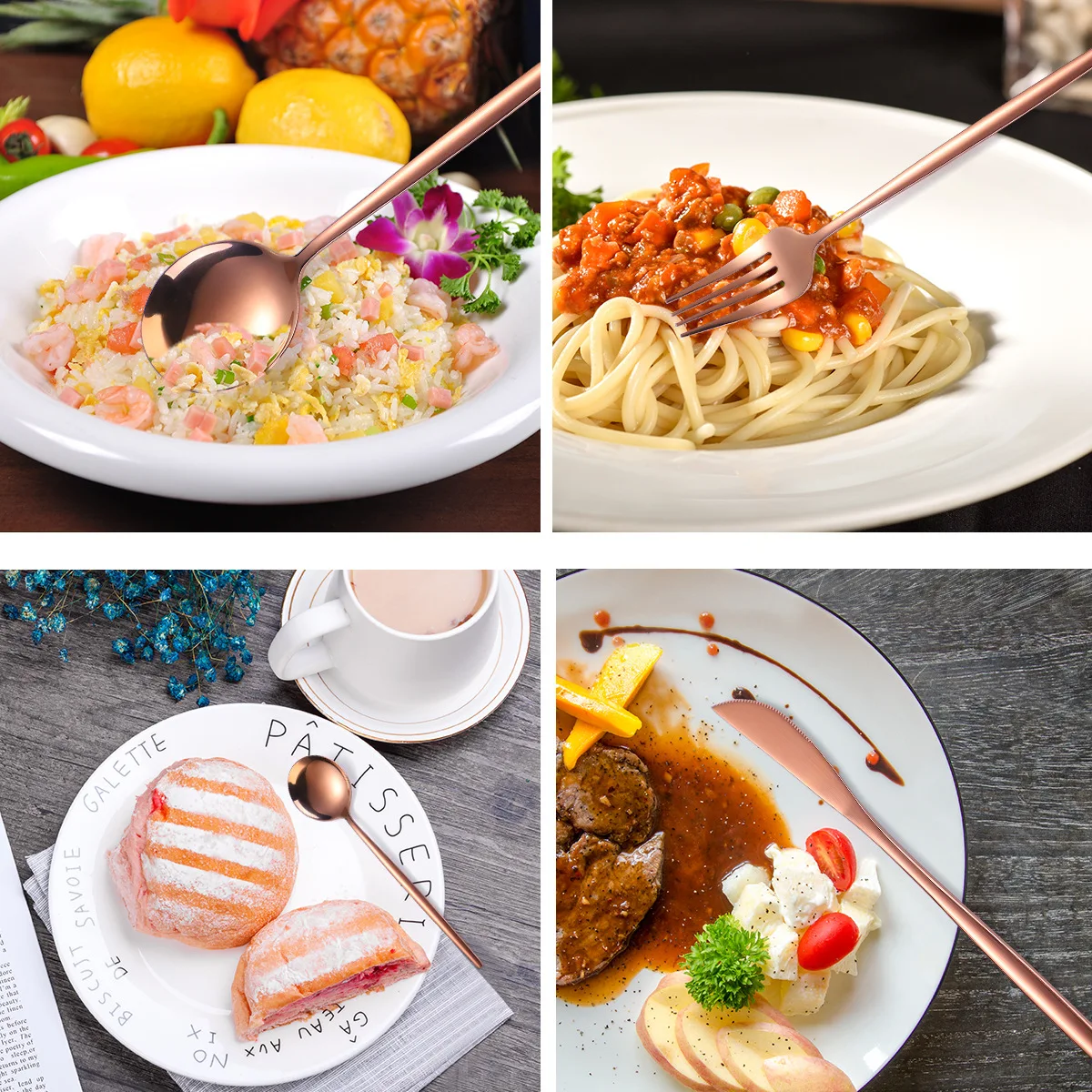 wholesale new products Portugal Cutlery gold Flatware Bulk Spoons Forks and Knife Stainless Steel Gold Cutlery Set for Wedding