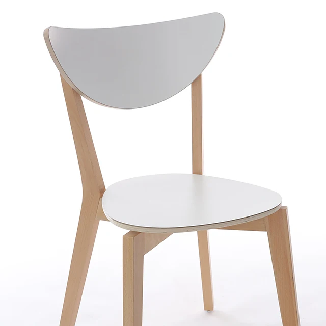 
High Quality Modern Practical Furniture Natural White Colored Solid Wooden Dining Chair 