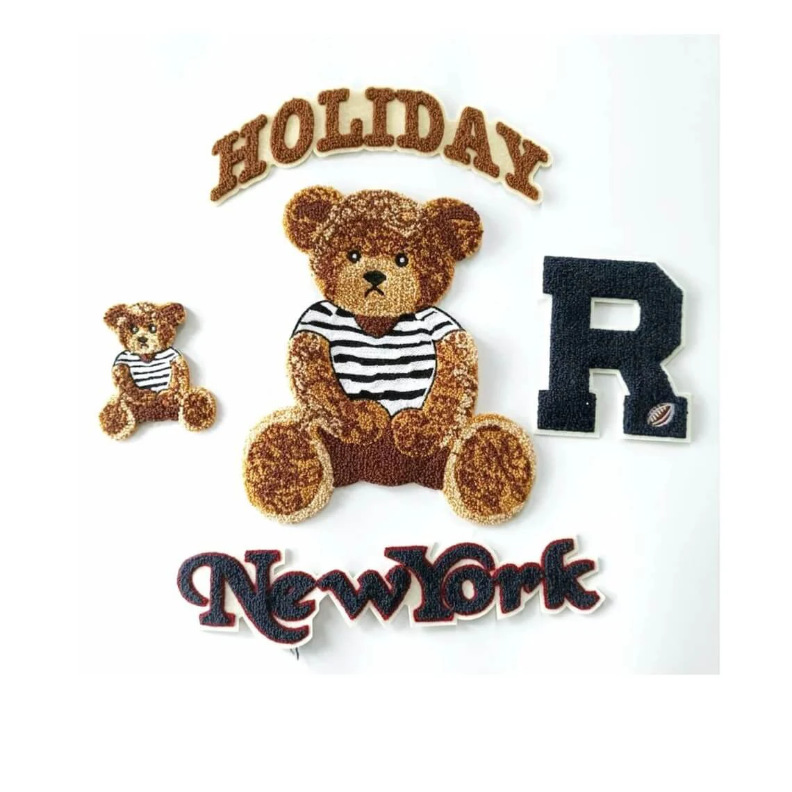 Free Sample Custom Chenille Bear Patches Embroidery Logo Iron On Bear Patches Sew On Custom Embroidery