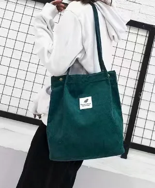 2022 Spot wholesale corduroy shopping bag canvas large capacity literary shoulder high quality tote bag