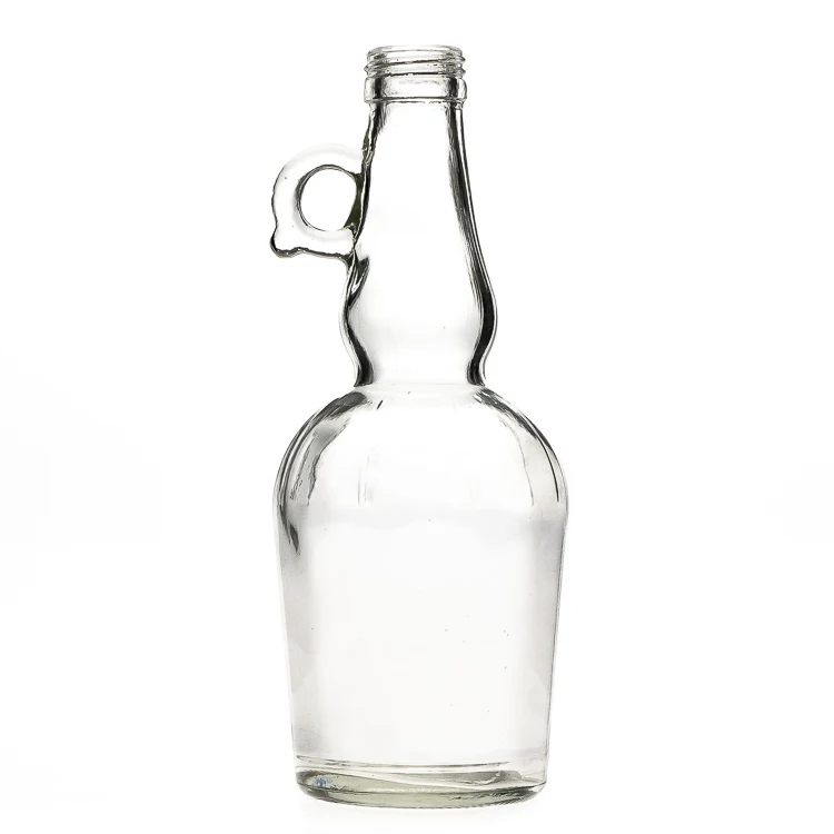 Whisky Brandy Packaging Clear 250ml California Type Empty Wine Spirit Glass Bottle with Handle
