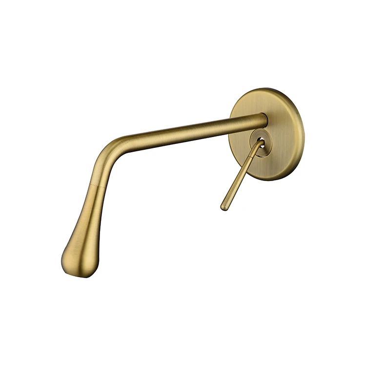 Commercial Value Wash Basin Faucet Wall Mount Built-in Basin Mixer Brushed Gold Water Tap Faucets Bathroom Basin Mixer