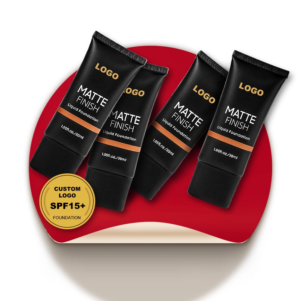 Private Label High Quality Vegan Face BB Cream Serum Full Coverage Matte Makeup Base Foundation with SPF 15