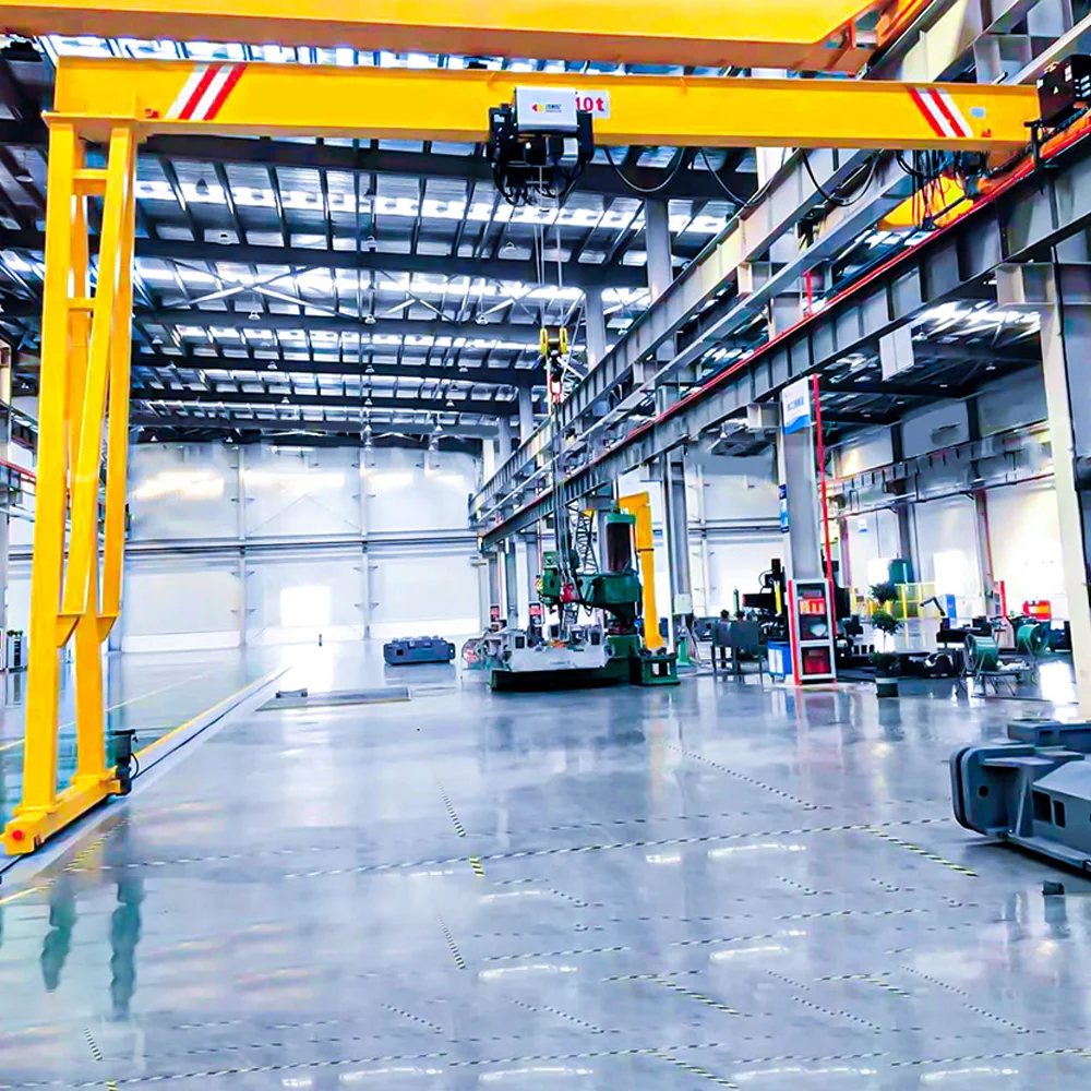 Factory outlet wheel type semi-gantry crane with electric hoist