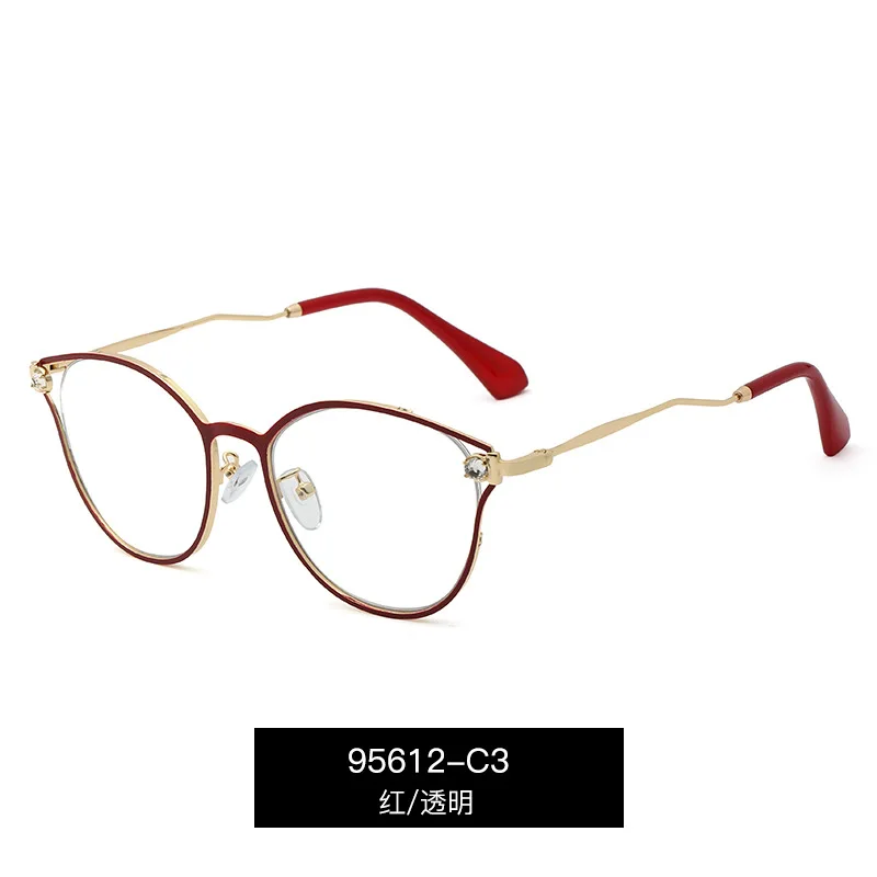 Cat Eye Anti Blue Light Glasses Women's Computer Eyeglasses Frame for Women Fake Diamond Round Prescription Eyewear