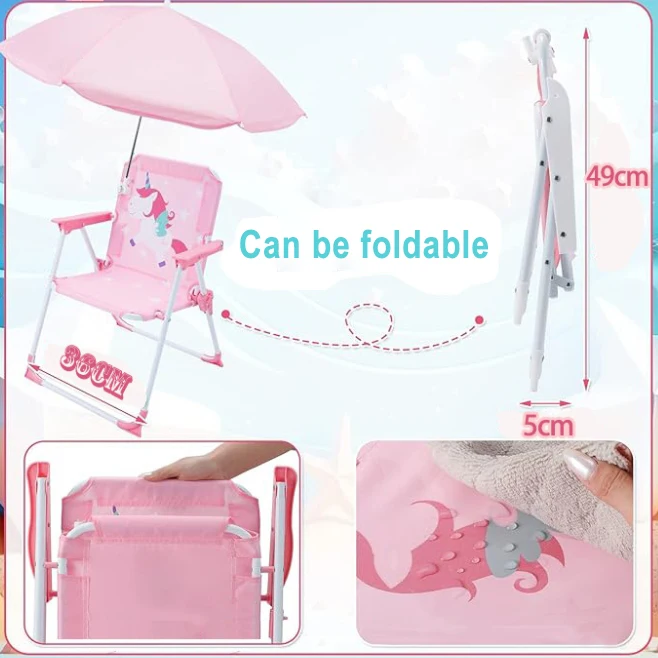 Best Selling Foldable Kids Summer Umbrella Folding Reclining Camping Beach Chair with Canopy Umbrella