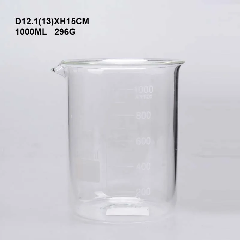 Glass Beaker Set of 5 Borosilicate Thick Low Form /	 measuring cup- 50ml, 100ml, 250ml, 500ml, 1000ml