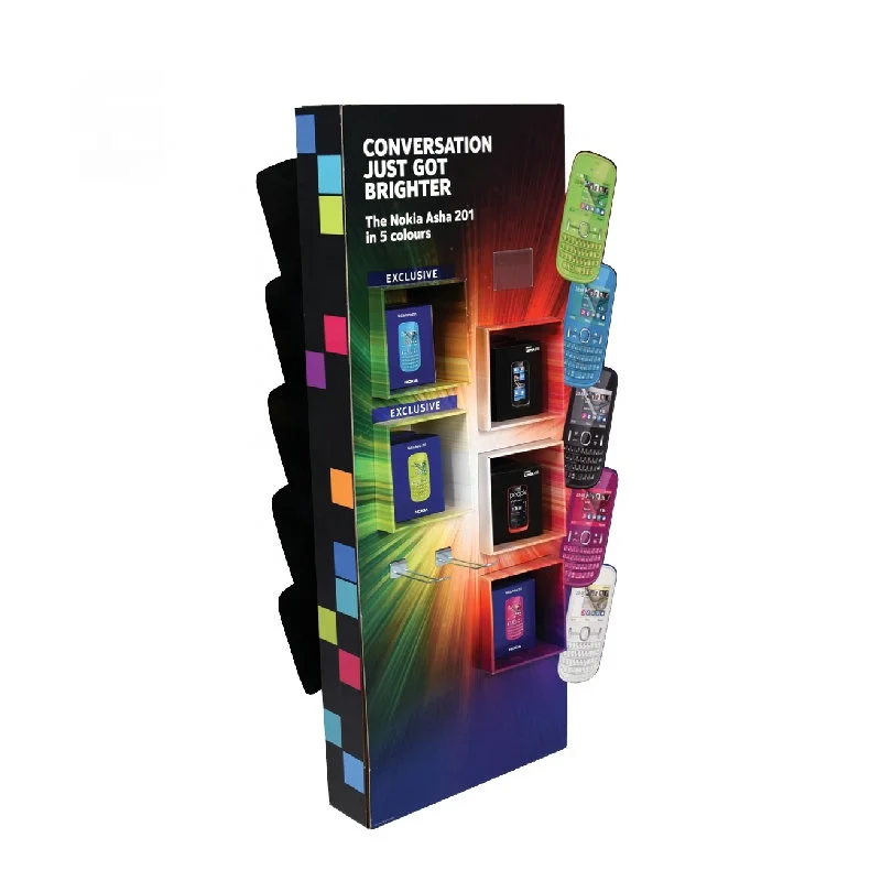 Custom Retail POP Floor Stand Promotion Cardboard Peg Hook Display Stand For Cell Phone Accessory