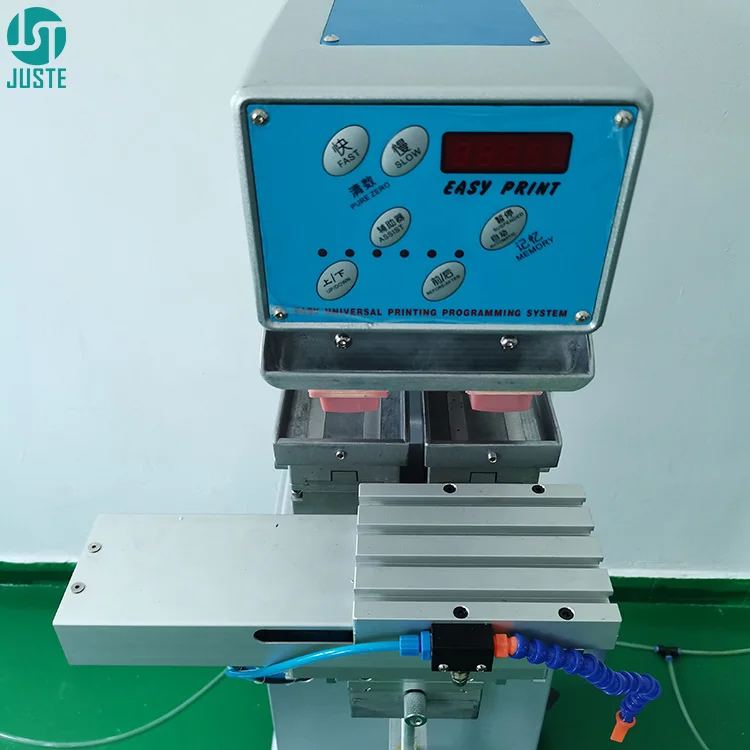 2 Color Pad Printer Fully-Automatic Fully Automatic Feeder Slipper Fans Spd Pad Printing Machine for Note Clothes Golf Tees Tube