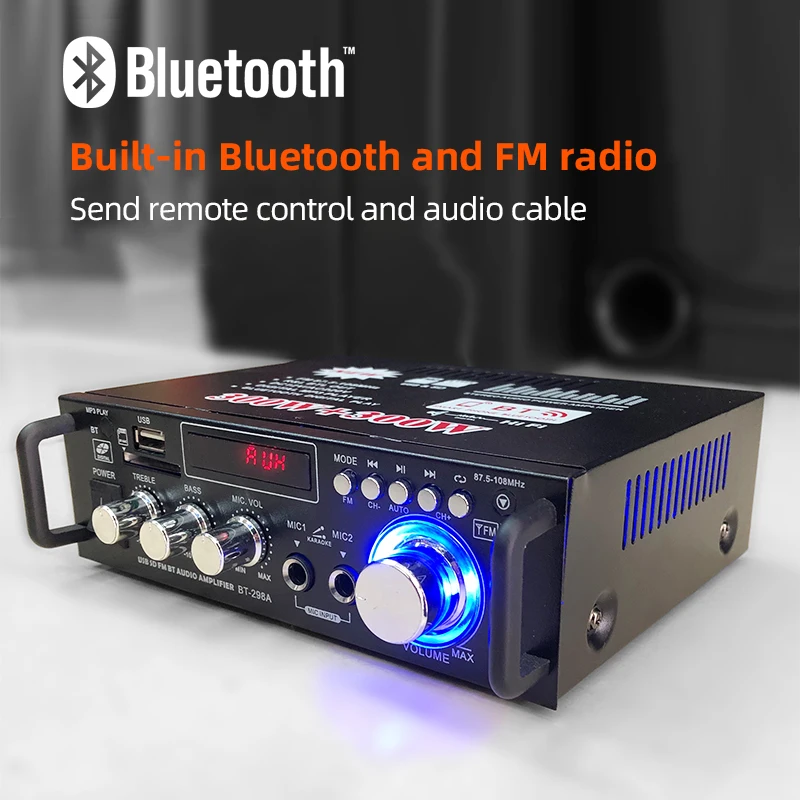 Oupushi BT298A цифровой усилитель 2 канальный Профессиональный для дома/автомобиль