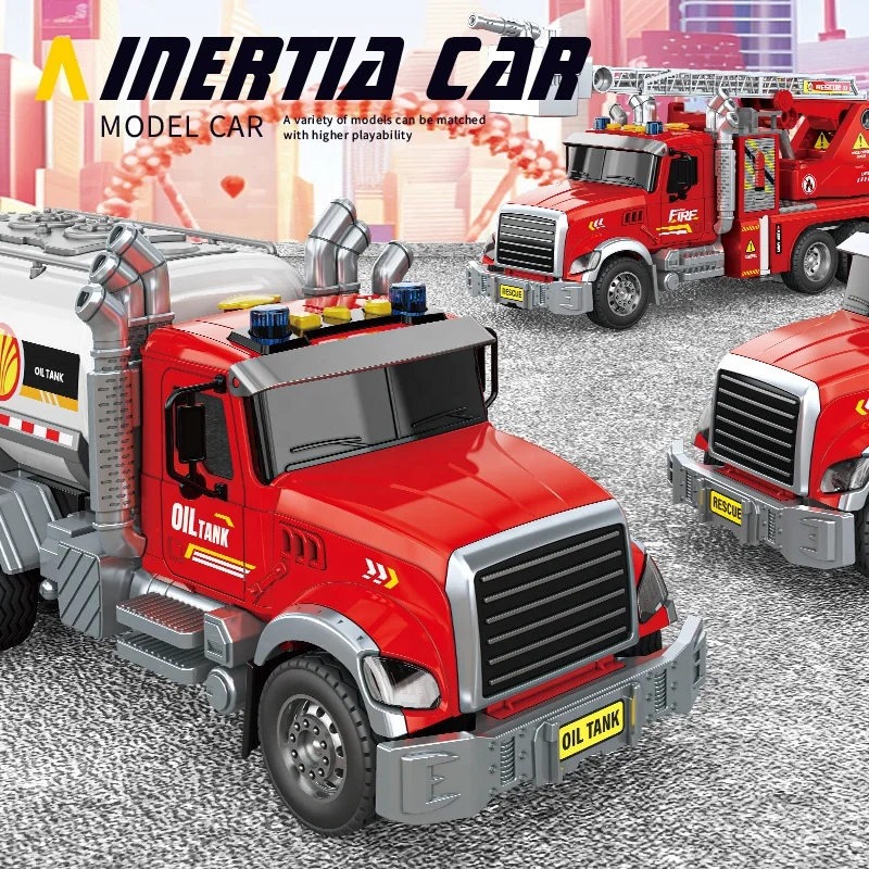 ODM Custom Logo Toy Truck Inertia Oil Tank Transport Truck Toy Boys 1/10 Friction Oil Tank Truck Toys With Light,Music,Spray