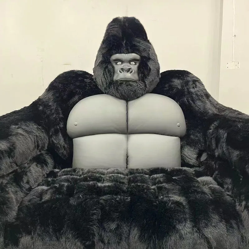 AI big gorilla Upholstered sofa King Kong decorate couch Modern Apartment Living Room Fashion play Chimpanzee huge sofa seat