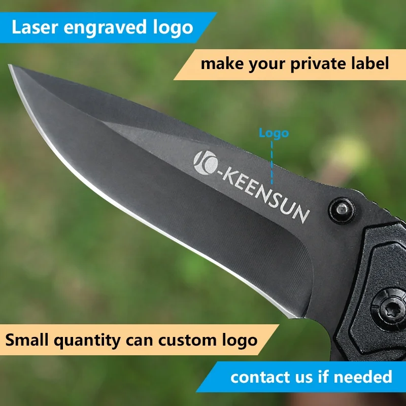 Low price stainless steel switch black blade folding with pocket clip hunting tactical knife for camping