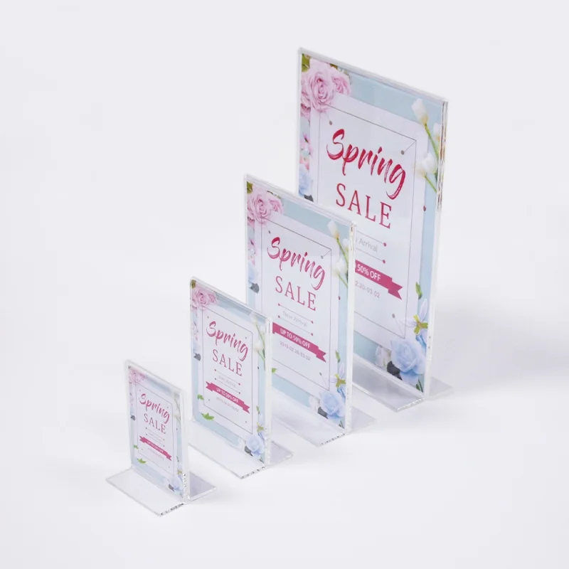 Acrylic Sign Holder 8.5 x 11 Acrylic T Shape Table Top Display Stand, Double Sided, Bottom Load For Menu, Photo,Ad