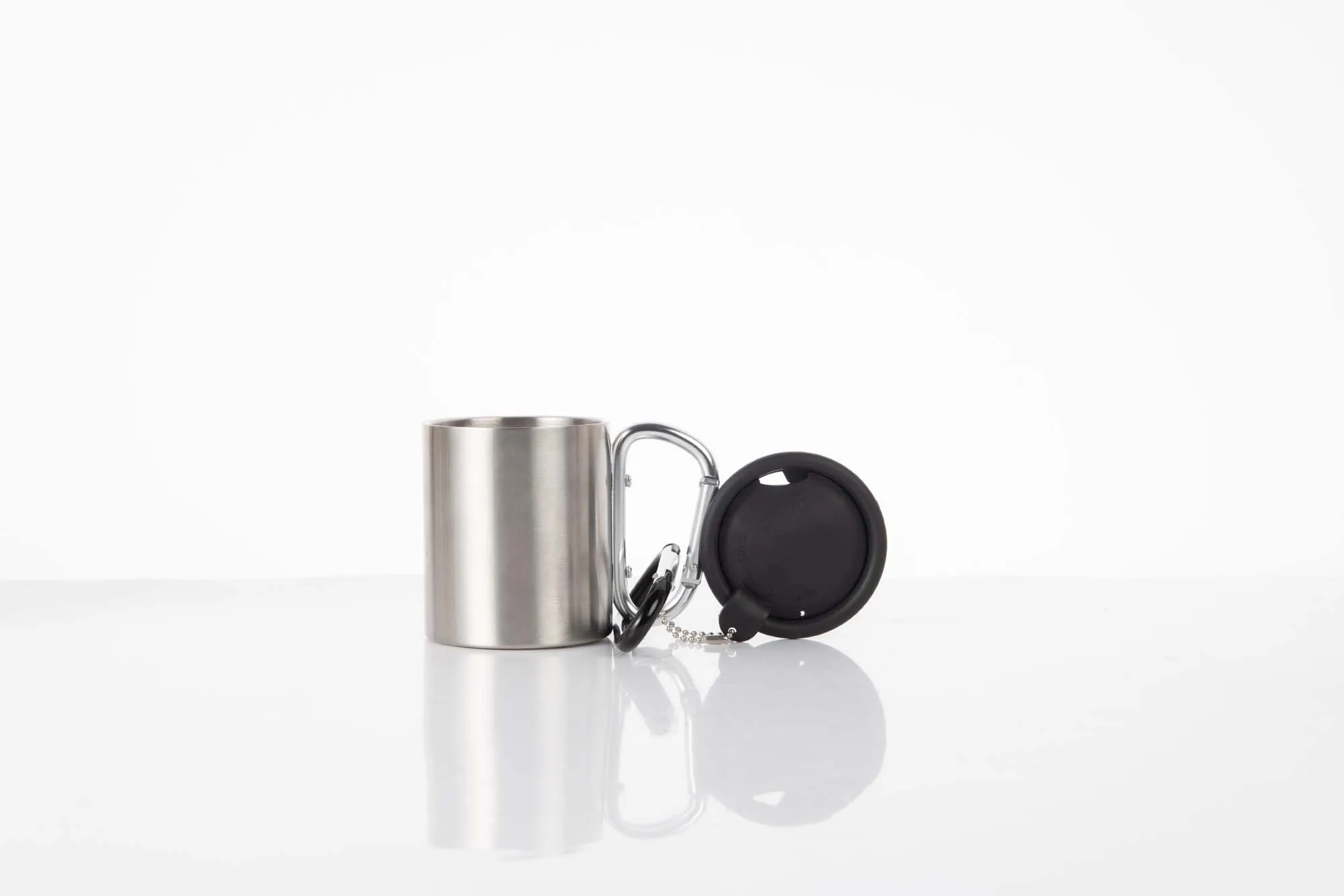220ml 300ml Stainless Steel Camping Mug with Carabiner Clip Handle Double Wall Coffee Cup