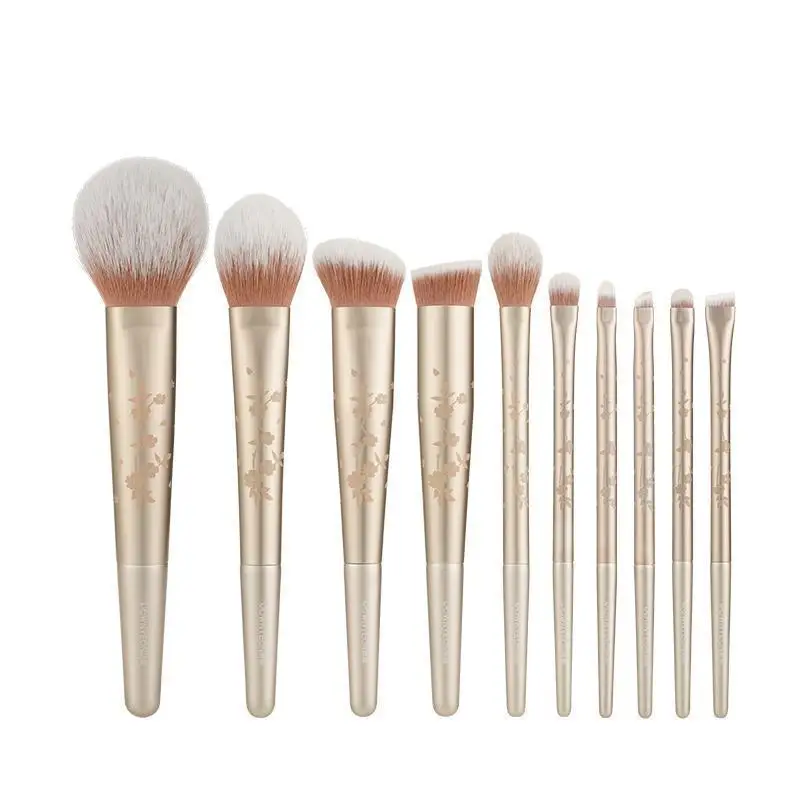Private Label Professional 2023 Luxury Make Up Brush Tool Wholesale Price Quality Durable Handle 10Pcs Makeup Brush Set