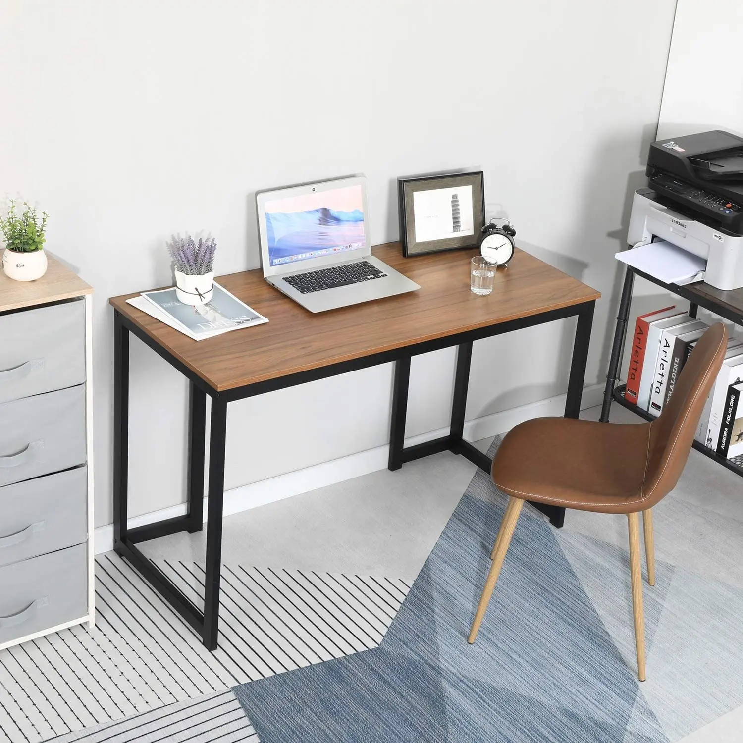 Writing Study Gaming Desk Modern Simple Style Laptop Table for Home Office Workstation, Walnut,computer
