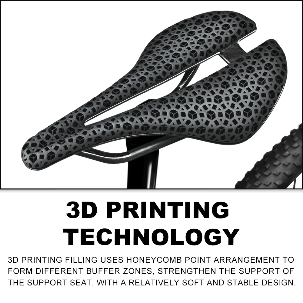 3D Printed Breathable Mountain Bicycle Cushion Seat, Shock Absorbing Bicycle Hollow Seat Saddle