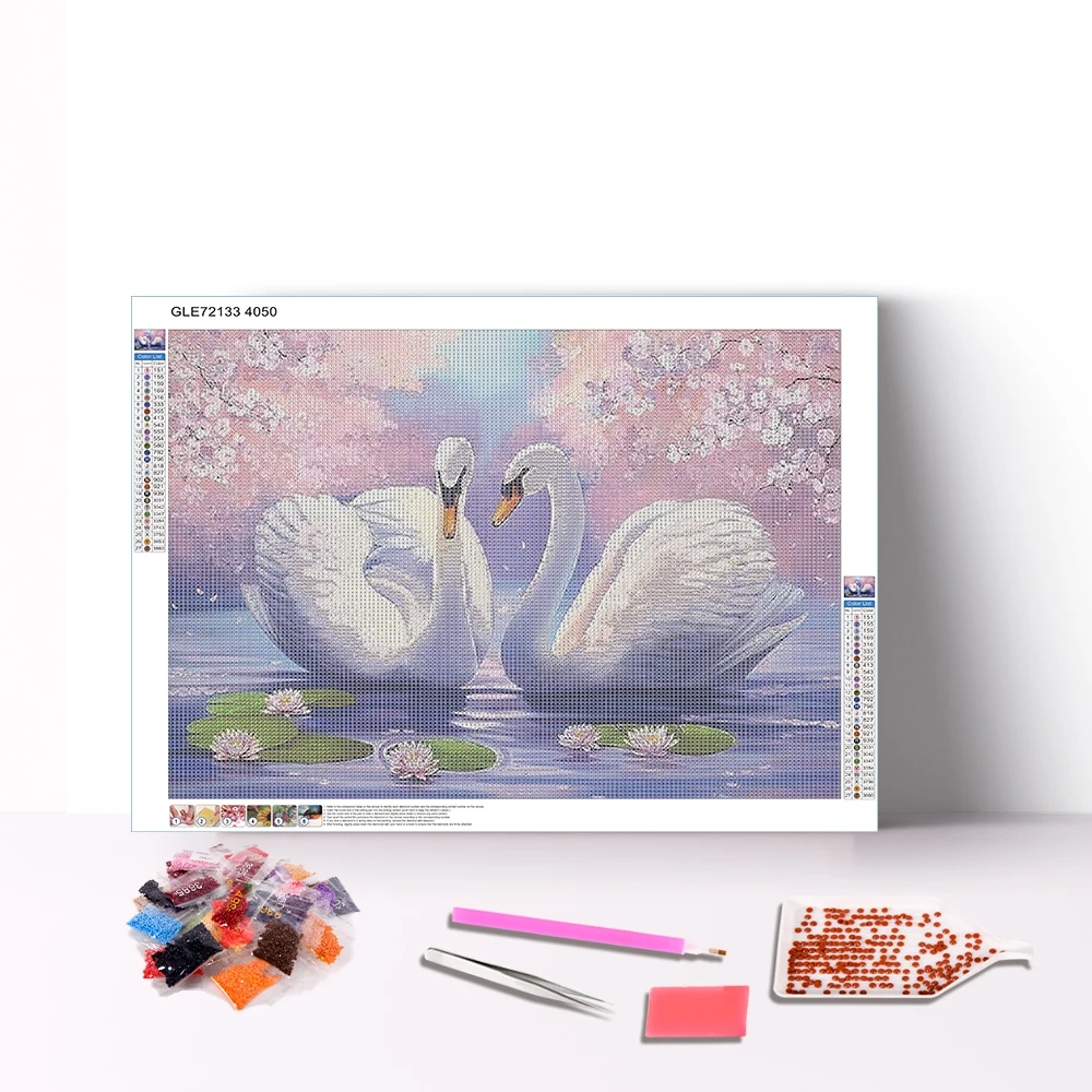Swan And Lake Custom DIY 5D Diamond Painting Private Picture Customized Gift Diamond Painting Kits for Adults