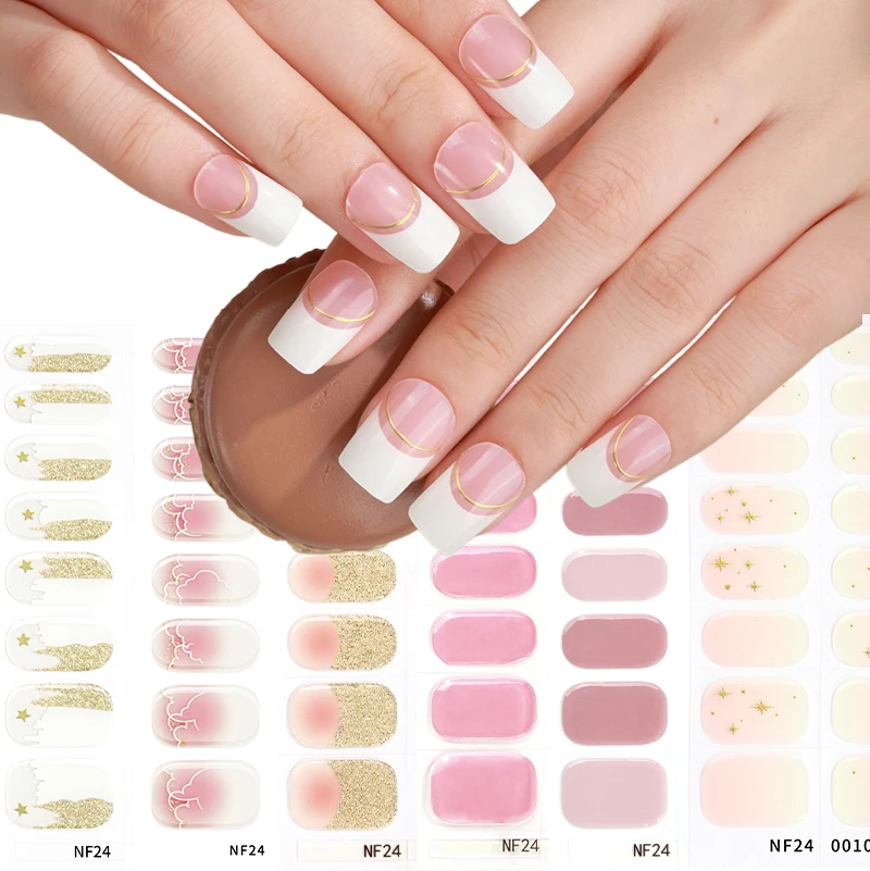 wholesale New products most popular Elegant white French design uv dried nail art stickers nails gel