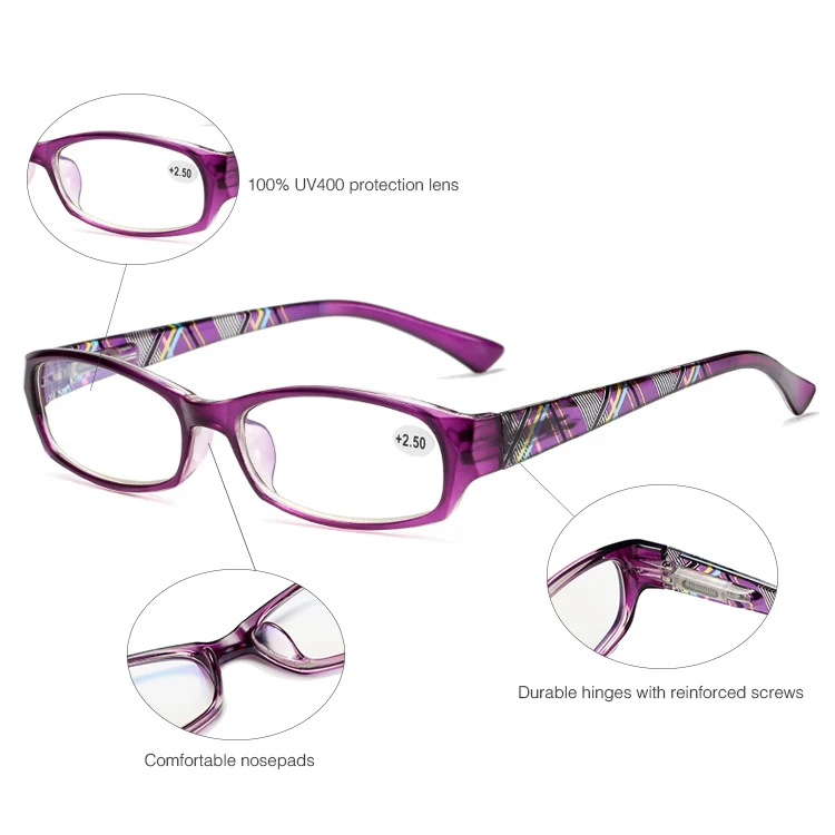 Light Reading Glasses Spring Hinges Glasses Legs Blue River Optical Metal BX013 Wholesale Fashion Women Customize Logo Glasses