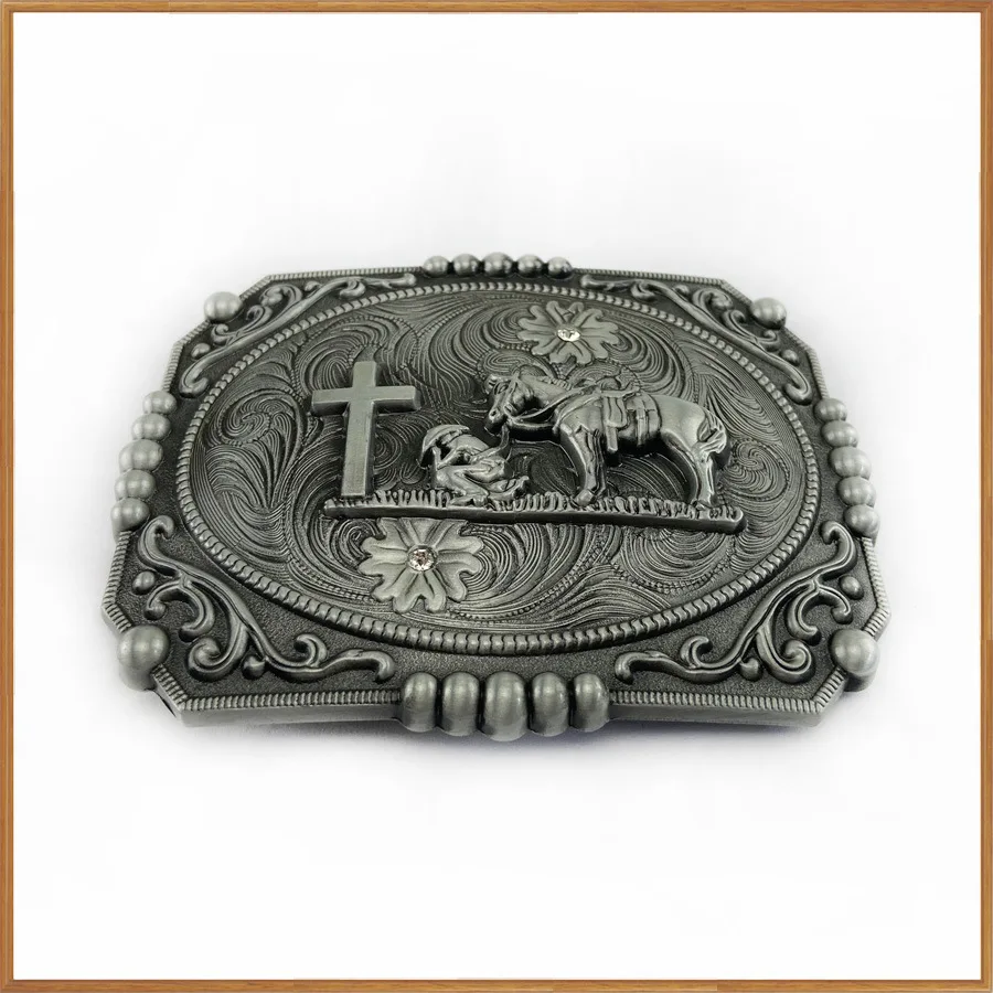 Manufacturer Wholesale Custom Zinc Alloy Brass Mens Western Cowboy Logo Horse Metal Buckle for Leather Belt
