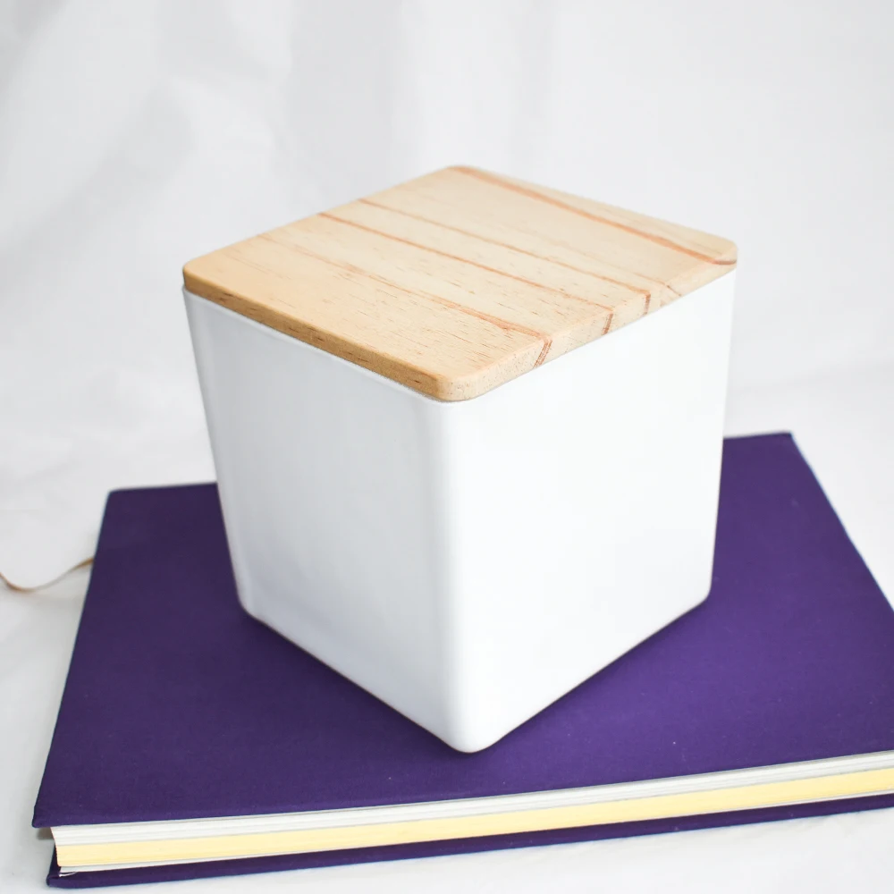 LZ christmas candle jars and lids glass frosted white matt black square candle jar