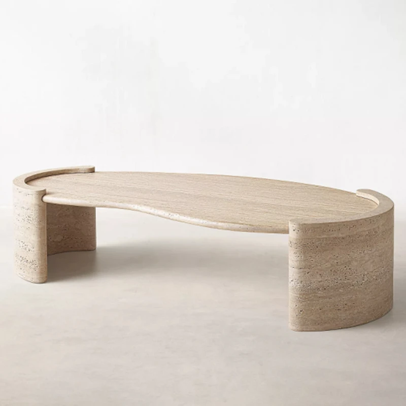 Nordic Travertine Marble Coffee Table Living Room Round Coffee Table Corner Table Size Customized