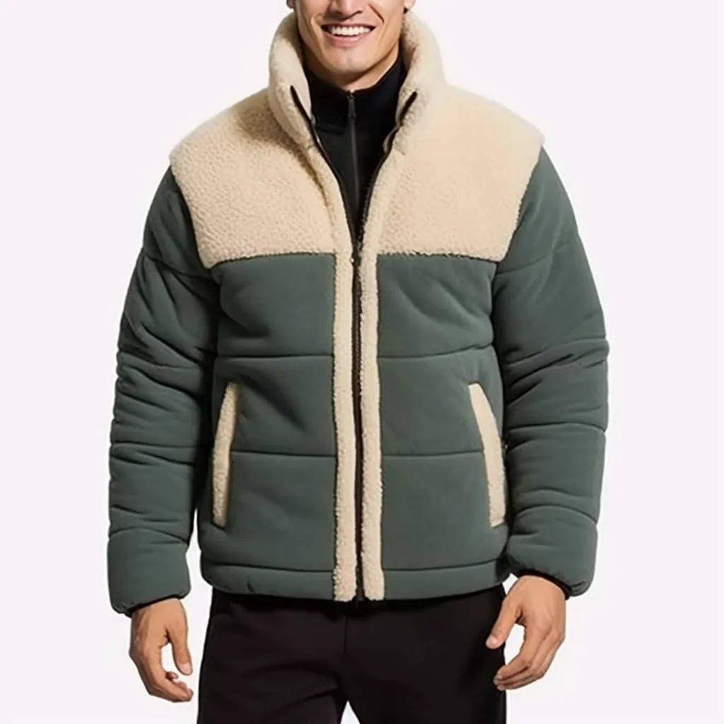 Wholesale Winter Warm Custom Logo Mens Sherpa Zip Up Fleece Jackets