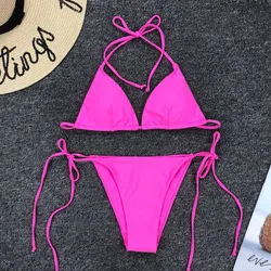 2022 Solid Teardrop String Bikini Thong Bikini Swimwear Womens Bikini Swimsuit with Custom Logo