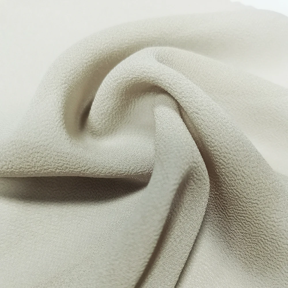 plain 75D 96GSM Recycle PET linen soft pleasantly cool 100% recycle pearl chiffon crepe fabric