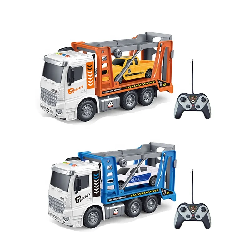 RC Remote Control  Truck Cars Musical Light Trailer Toy And Rescue Vehicle Crane Car