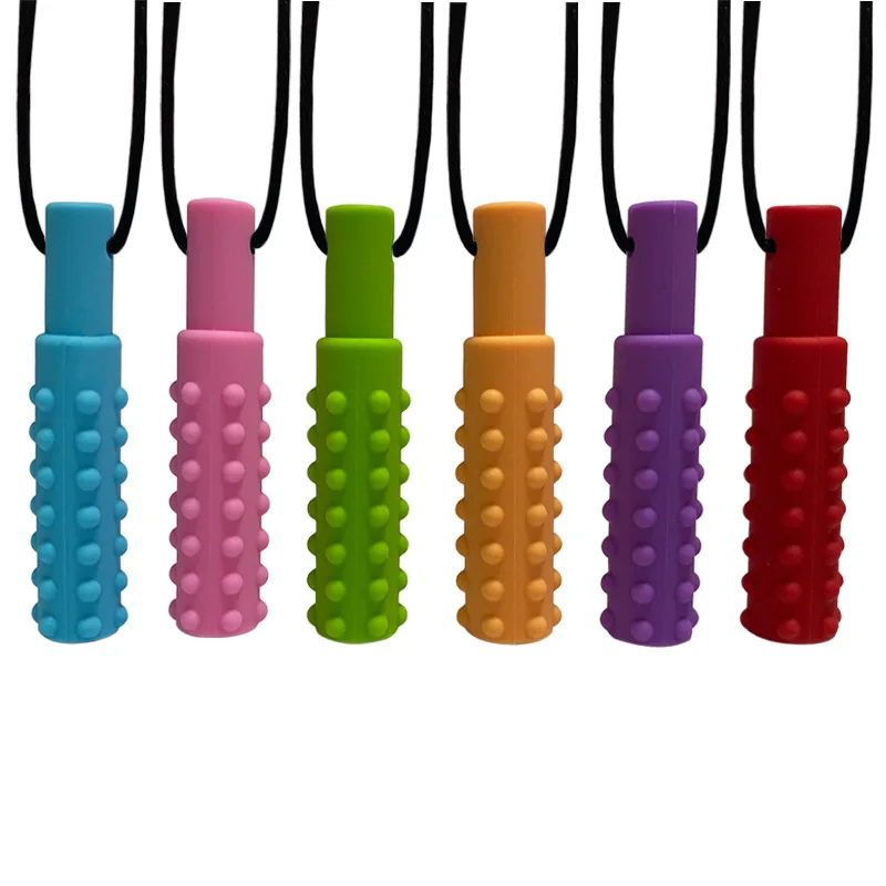 2020 New Baby Chew Necklace Silicone Texture Teether Kid Oral Motor Sensory Chew Pendant for Autism ADHD