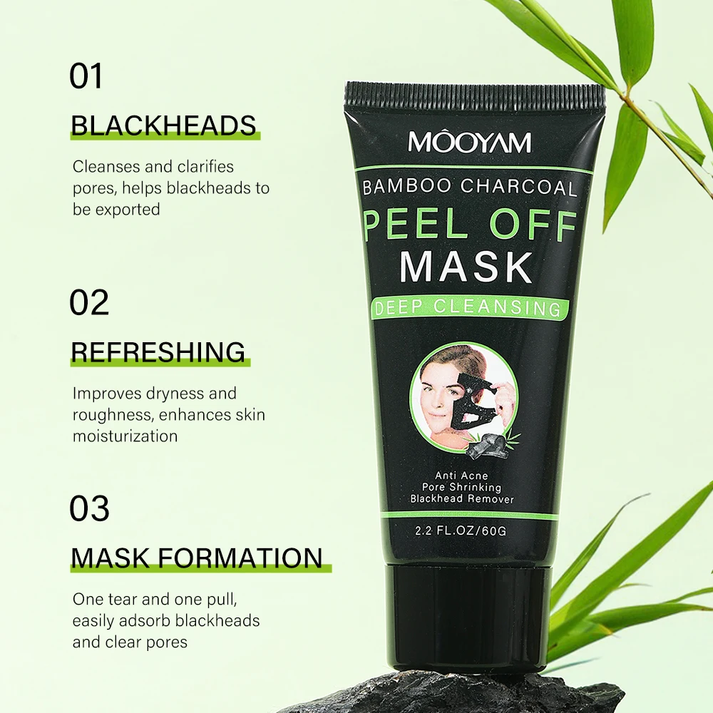 Face Skin Acne Treatment Face Mask Deep Cleansing Peel Off Face Black Mask And Nose Charcoal Blackhead Remover Mask