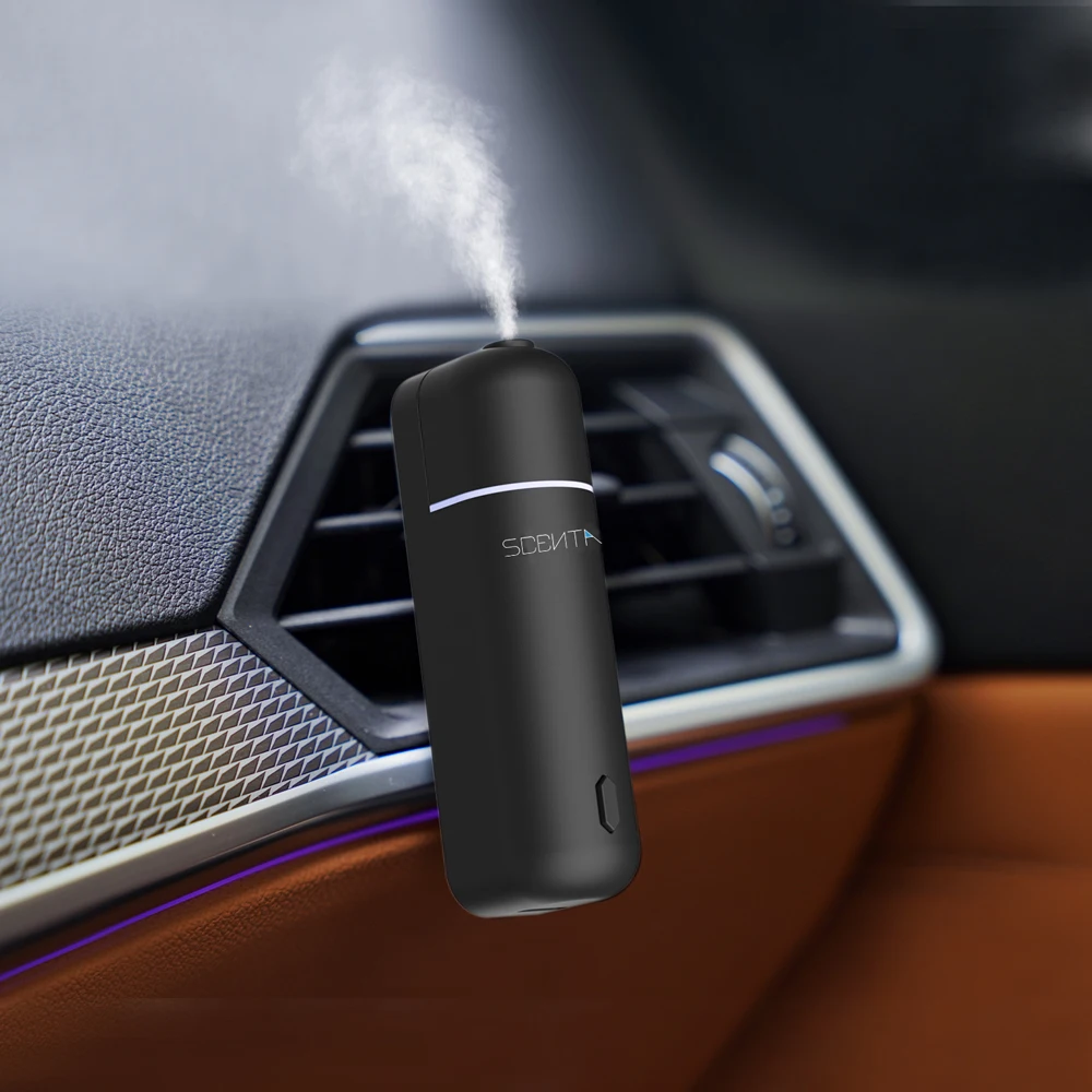 SCENTA Custom Private Label Mini Wireless Automatic Scent Diffuser Portable Ultrasonic Aroma Diffuser for Car