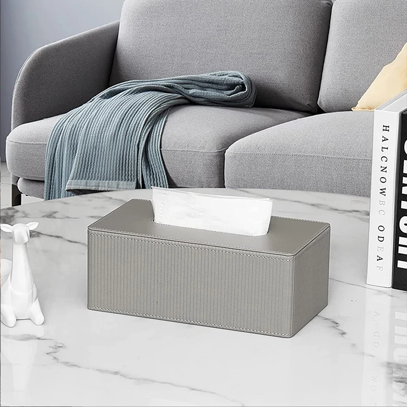 MAVOBO Light Luxury Fashion Design Living Bedding Room Rectangular Leather Tissue Napkin Holder Tissue Box Cover