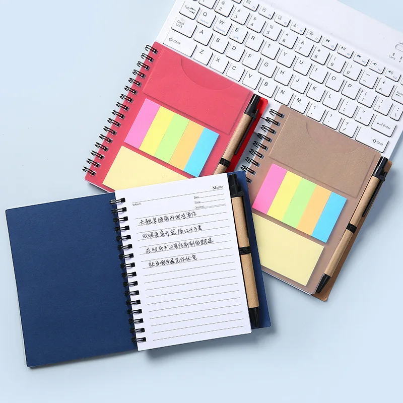 JX1952 Cheap Office Stationery Custom Printed Logo Memo Pad Sticky Note Set Custom Made Self Adhesive Spiral Sticky Note