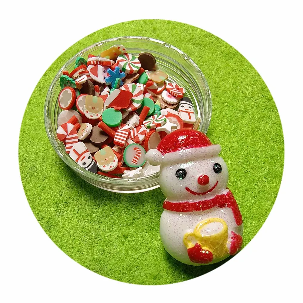 Diy Handmade Products Add Ons Slime Polymer Clay Sprinkles Christmas Clay Slices Hat Gingerbread Candy Can Trees Snowman Charms