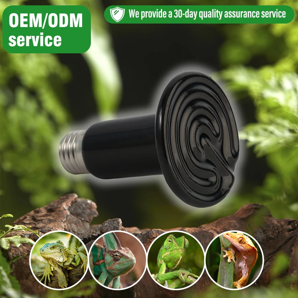 2025 Hot Sale Reptile Lamp Ceramic Heat Bulb Heating Control Reptile Heater Lamp 25W50W//75W