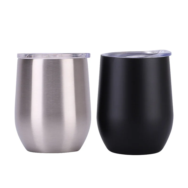 Custom Stainless Steel Stemless 12oz Wine Tumblers with Lid and Straw Vacuum Insulated 12 oz Wine Cups
