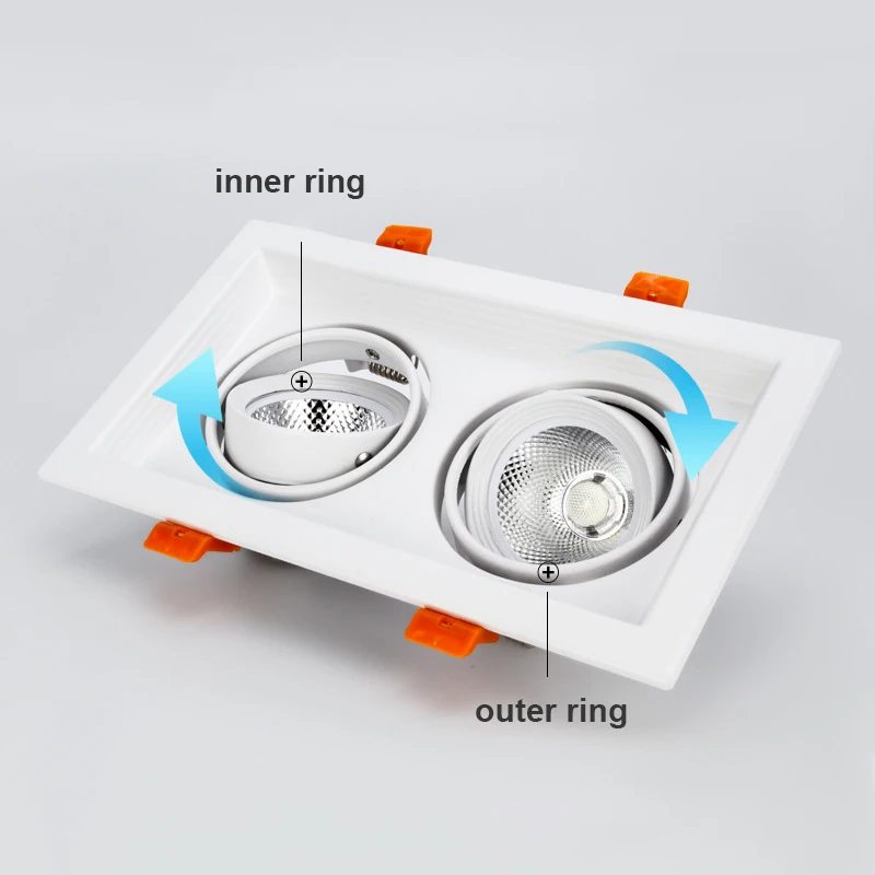Commercial Double Lamps 30w Spot Lights Ceiling Recessed Die-casting Aluminum Cob Downlight