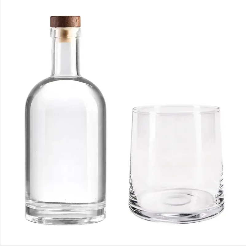 Glass bottle manufacture  high quality spirts rum gin whisky cognac liquor brandy  vodka glass bottle with cork